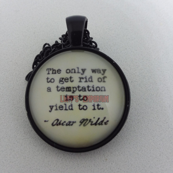 Jewelry - Oscar Wilde Quote Glass Cabochon Necklace